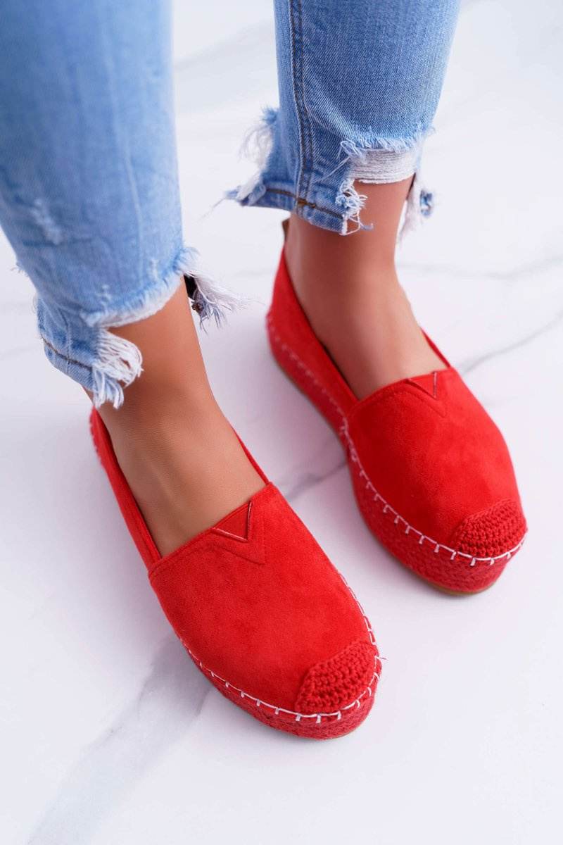 Espadryle Damskie Zamszowe Na Platformie Czerwone Varles Bugo Pl