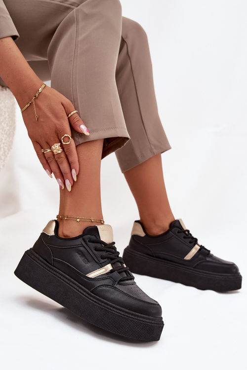 Damskie Sneakersy Na Platformie Big Star SS274360 Czarne