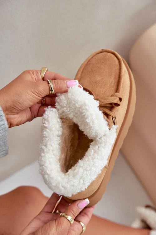 Śniegowce Damskie Na Platformie Z Futerkiem Typu Branek Camel Ciabellae