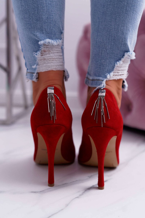 Szpilki Damskie Laura Messi 1727 Skóra Zamszowa Czerwone Valentine