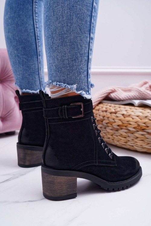 Damskie Botki Workery Sergio Leone Czarne BT705