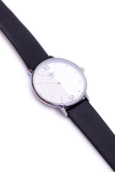 Damski Zegarek Michael John Gendaro Srebrna Koperta Czarny