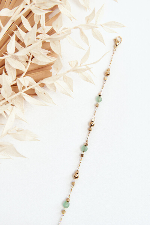 Klasyczna Bransoletka Z Zielonymi Koralikami Złota