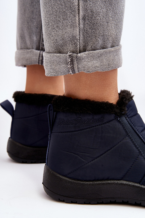 Ocieplane Niskie Damskie Śniegowce Granatowe Enmore
