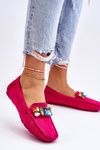 Damskie Zamszowe Mokasyny Z Kryształkami Fuksja Lucille