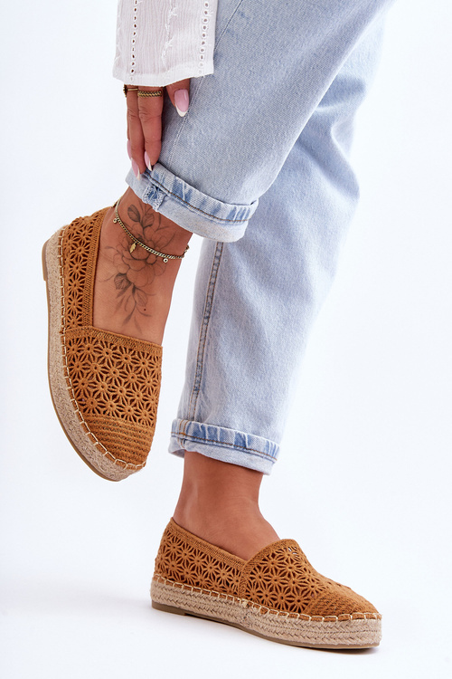 Damskie Ażurowe Espadryle Camel One Lover