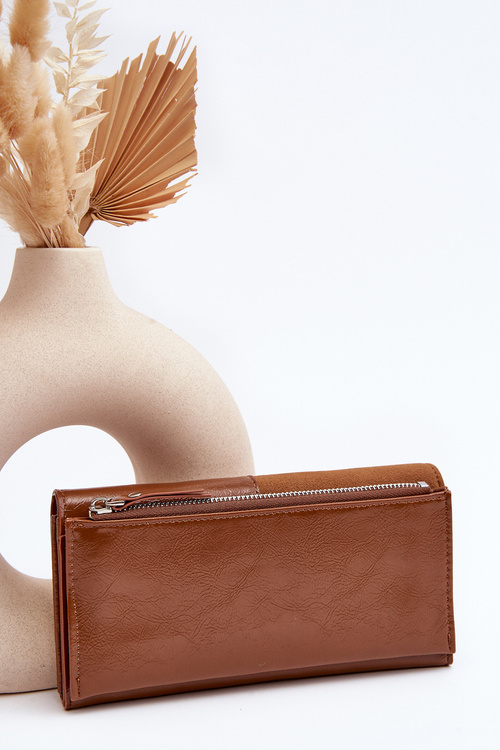 Damski Portfel Zapinany Na Magnes Brązowy Harmale