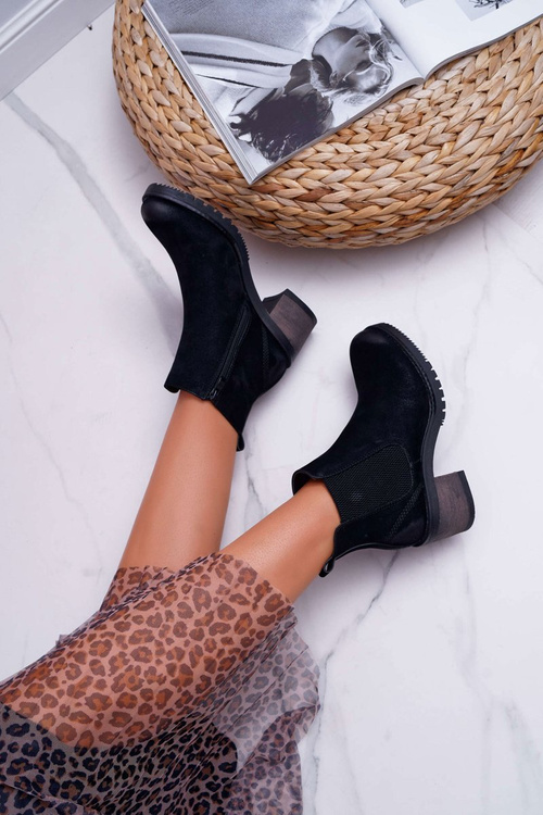 Botki Damskie Na Obcasie Sergio Leone Czarne BR BT702