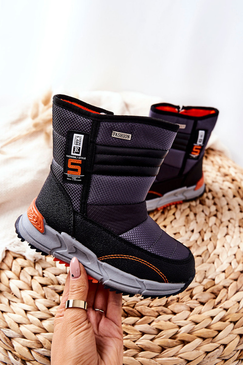 Dziecięce Ocieplane Wysokie Śniegowce Czarne Leoth