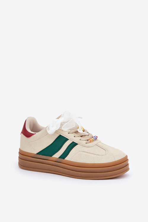 Sneakersy Damskie Z Przypinkami Beżowe Jariana