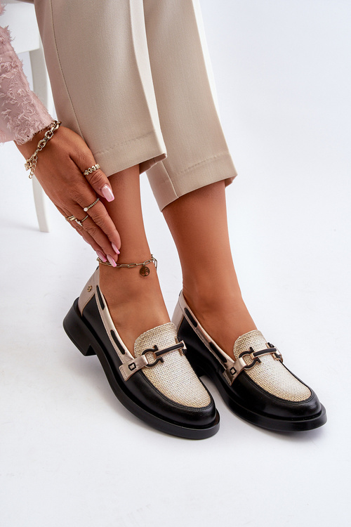 Skórzane Mokasyny Półbuty Damskie Maciejka 06493-01 Czarne