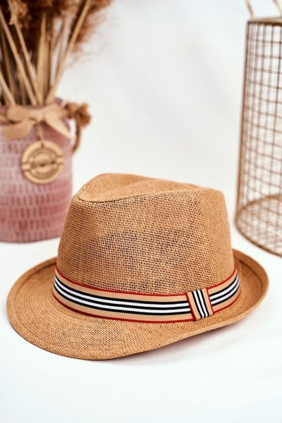 Damski Kapelusz Fedora Brązowy 100% Papier