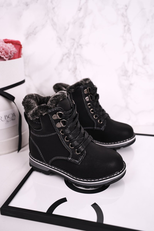 Dziecięce Traperki Ocieplone Futerkiem Czarne Luke