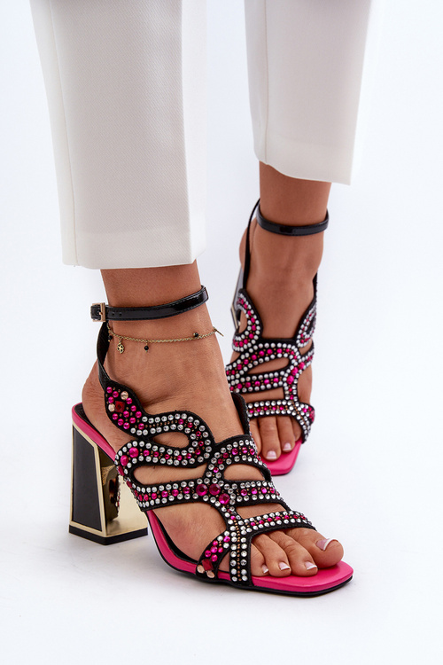 Zdobione Sandały Damskie Na Słupku D&A CR952 Czarne