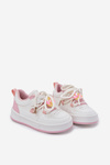 Sneakersy Dziecięce Na Rzep Z Przypinką Lizak Biało-Różowe Odalira