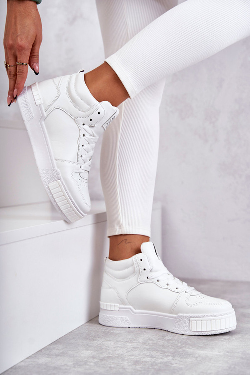 Damskie Wysokie Buty Sportowe Białe Trisa