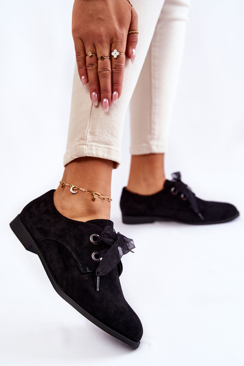 Damskie Zamszowe Wiązane Półbuty La.Fi 210014B-SU Czarne