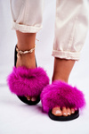 Damskie Klapki z Futerkiem Fuksja Belmondo