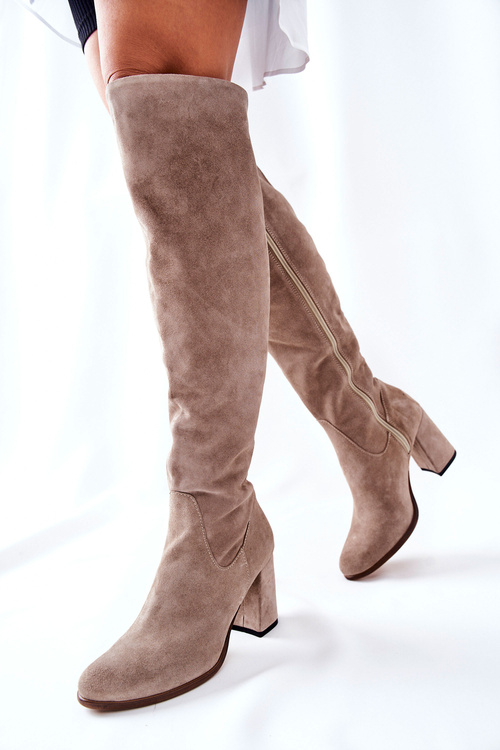 Zamszowe Kozaki Cappuccino Shernan