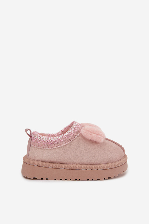 Śniegowce Dziecięce Z Haftem I Kokardką Różowe Daven