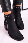 Botki Damskie Zamszowe Ocieplane Laura Messi Czarne 1879