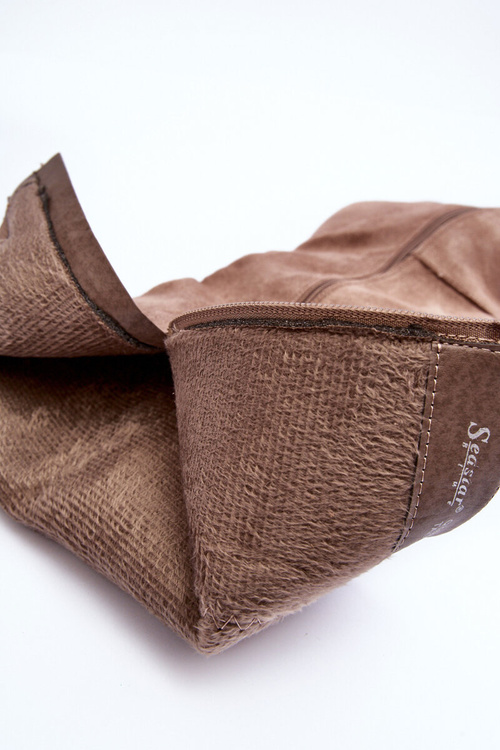 Kozaki Przed Kolano Na Słupku Zamszowe Beżowe Kilrenita