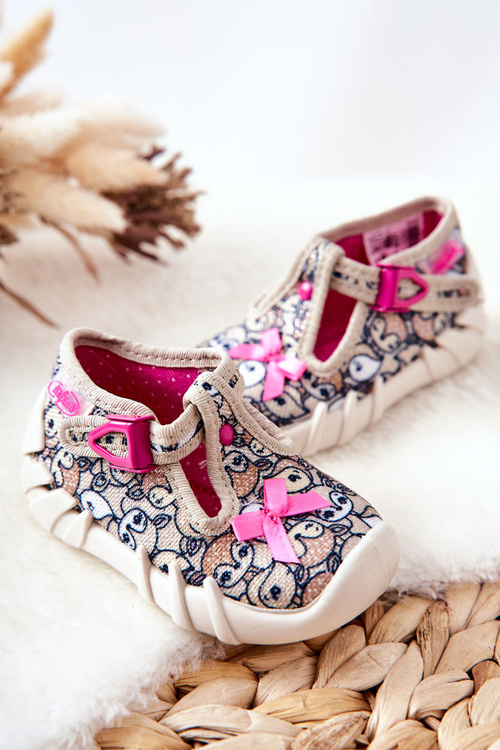 Buty Papcie Befado Sarenki Z Kokardką 110P437 Beżowe