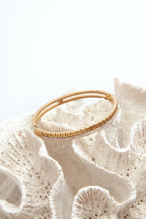 Damska Bransoleta Z Cyrkoniami Stal Nierdzewna Złota