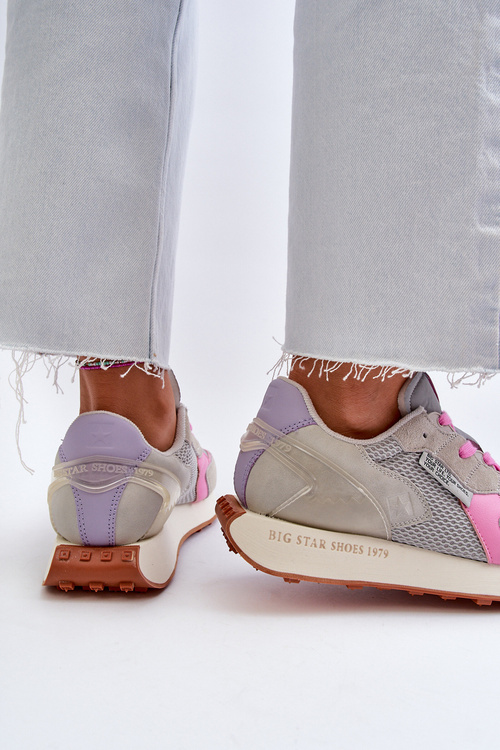 Sneakersy Damskie Na Platformie Memory Foam System Big Star NN274680 Szaro-Różowe