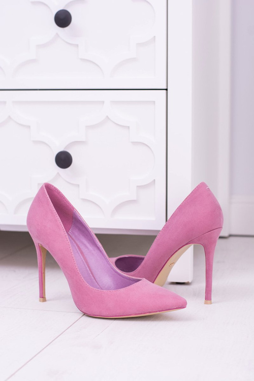 VICES Różowe Wysokie Szpilki W Szpic Zamsz Sellen