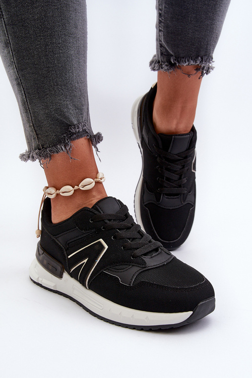 Sneakersy Damskie Z Eko Skóry Czarne Vinelli