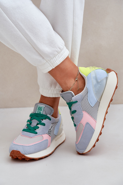 Sneakersy Damskie Na Platformie Memory Foam System Big Star NN274682 Niebieskie