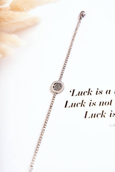 Pojedyncza Damska Bransoletka Z Ozdobą I Cyrkoniami Srebrna