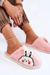 Damskie Futrzane Papcie Z Królikiem Jasnoróżowe Trisha