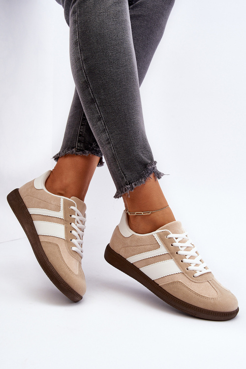 Damskie Niskie Sneakersy Buty Sportowe Beżowe Eudiopis
