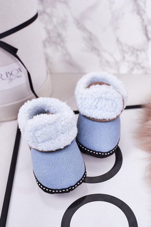 Dziecięce Ocieplane Papcie Z Kożuszkiem Niebieskie Cloudlet