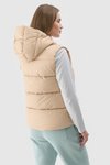 Bezrękawnik Damski Puchowy Z Kapturem 4F 4FWAW24TVJAF141-83S Beżowy