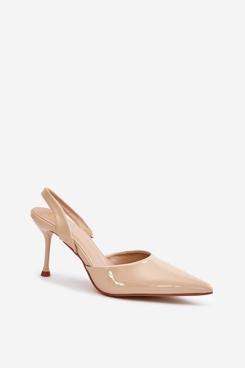 Lakierowane Szpilki Z Odkrytą Piętą Beżowe Emmizola