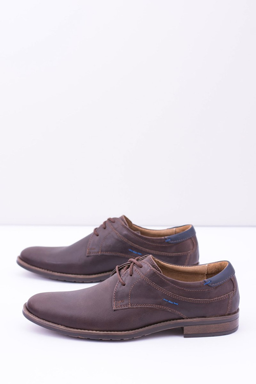 Wizytowe Męskie Skórzane Półbuty Brąz Santiago