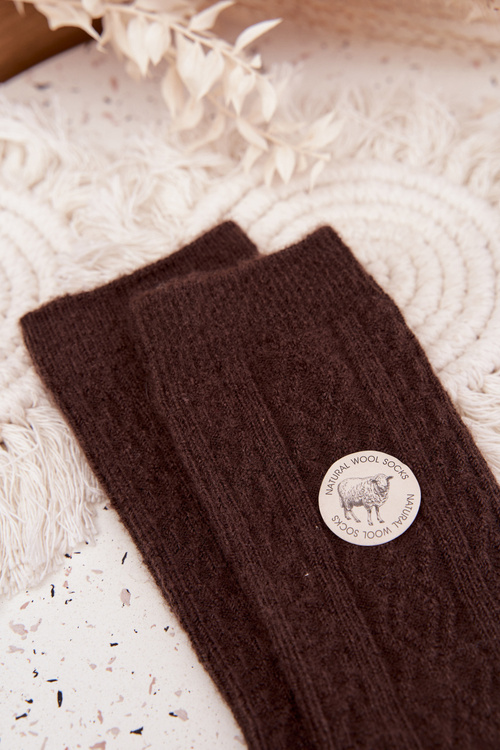 Skarpetki Damskie Wełniane Czekoladowe