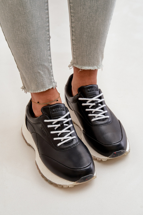 Damskie Sneakersy Buty Sportowe Z Eko Skóry Big Star OO274024 Hi-Poly System Czarne