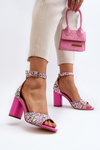 Sandały Na Słupku W Kwiaty Fuksja Vitamella