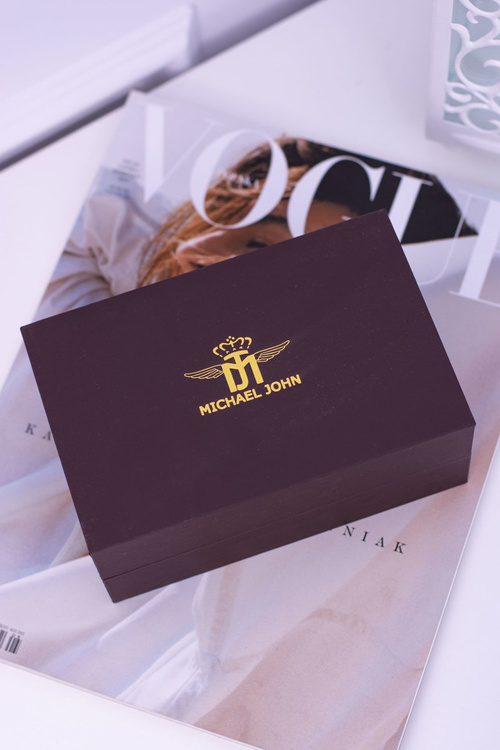 Zestaw Michael John Damski Srebrny Zegarek Z Cyrkoniami Dwie Bransolety