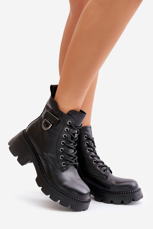 Ocieplane Botki Damskie Ze Skóry Naturalnej Vinceza 41460 Czarne