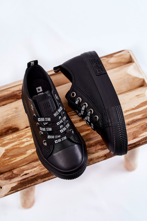 Dziecięce Skórzane Trampki BIG STAR KK374057 Czarne