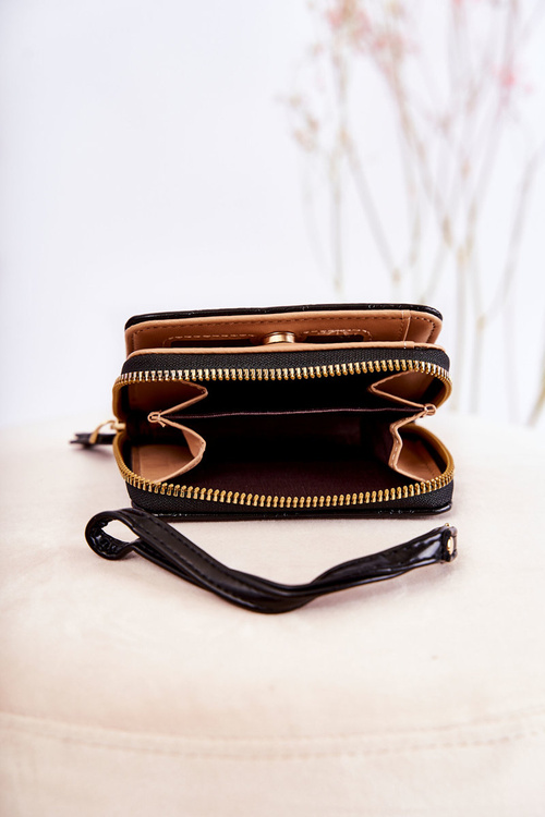 Damski Mały Portfel Z Ozdobą Czarny Sanchos