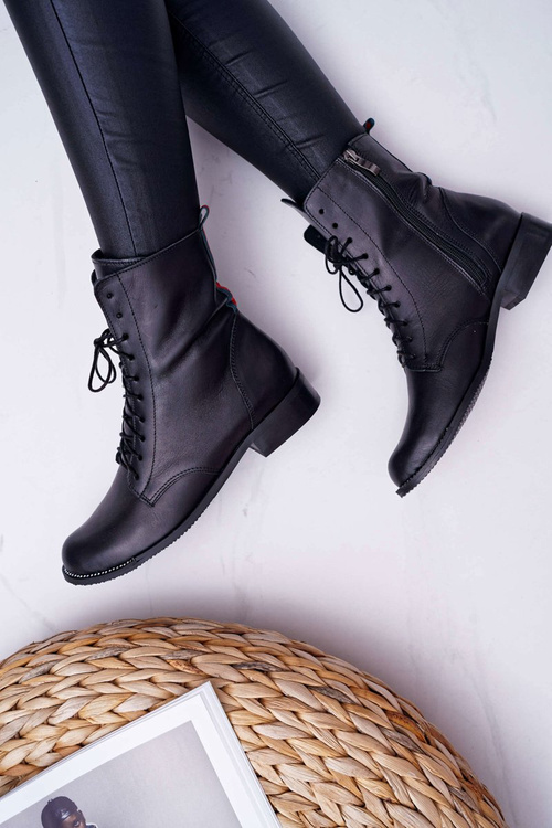 Botki Damskie Skóra Licowa Nicole 2315 Czarne The Island