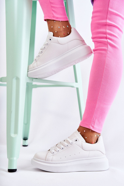 Damskie Buty Sportowe Na Platformie Białe Eliso