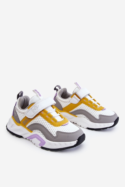 Dziecięce Sportowe Buty Na Rzep Big Star JJ374257 Biało-Żółte