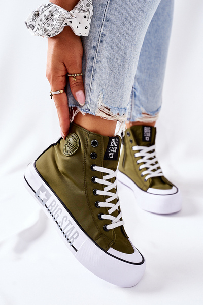 Wysokie Trampki Na Platformie Big Star II274017 Khaki